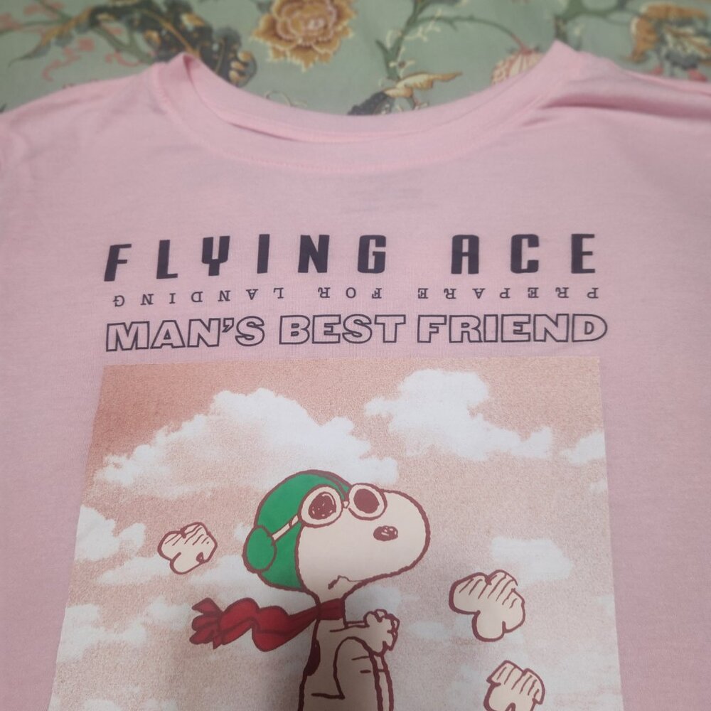 Peanuts/Flying Aces Snoopy Graphic Tee Pink/Multi Color Size XXL - Picture 2 of 6